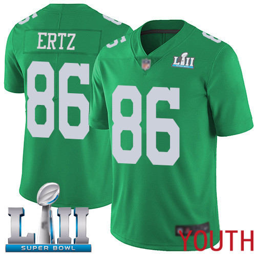 Youth Philadelphia Eagles #86 Zach Ertz Limited Green Rush Vapor Untouchable NFL Jersey Super Bowl LII Football->youth nfl jersey->Youth Jersey